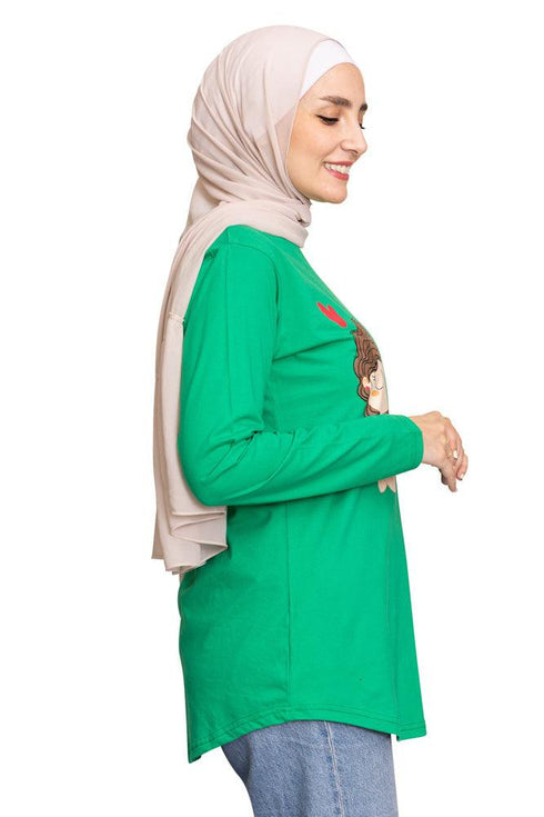 Green Printed Long - Sleeve Design 36 - Khotwh